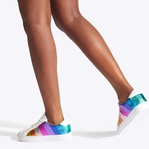 New Kurt Geiger London LANE STRIPE SNEAKER Rainbow